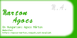 marton agocs business card